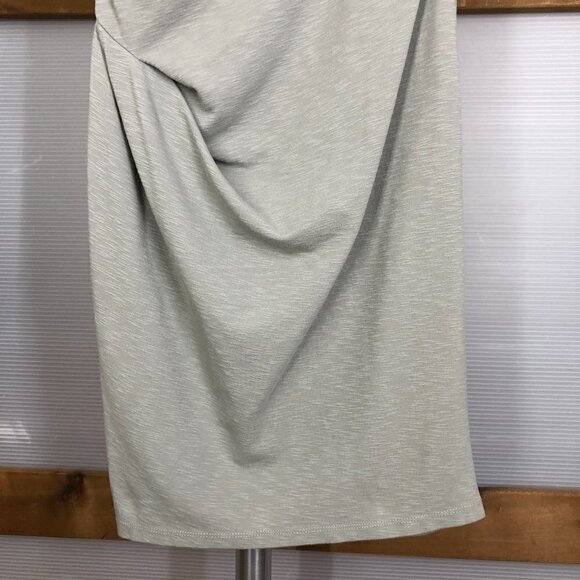 Obakki Fleur Light Grey Green Cowl Neck Ruched Waist Sleeveless Midi Dress Sz M - Picture 4 of 12